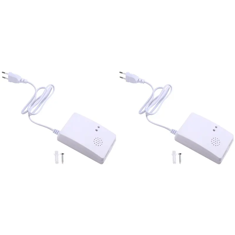 

【FAST-SALE】2X Gas Leak Detector Combustible Propane Butane Methane Leak Warning Combustible Gas Alarm Sensor EU Plug