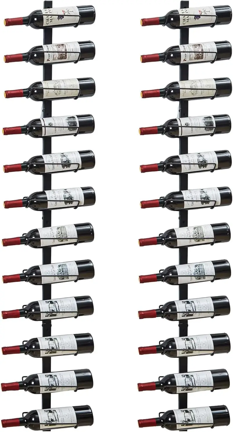 

2-Pack Wall-Mounted Wine Rack for 24 Bottles, Detachable DIY Storage Organizer for Dining Room or Wine Cellar