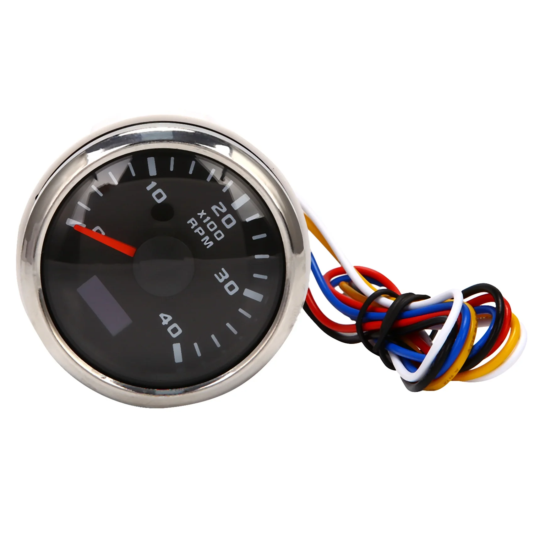 52mm Pointer Tachometer 0-4000 RPM Outboard Speedometer 9-32V with Red Backlight Odometer for Cars and Ships