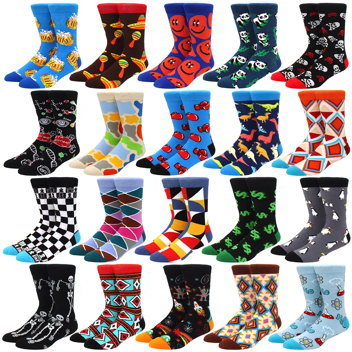 New Happy Mens Socks Women Novelty Cartoon Sock Combed Cotton Funny Men's Big Size Crew Harajuku Hip Hop Thick Long Socks