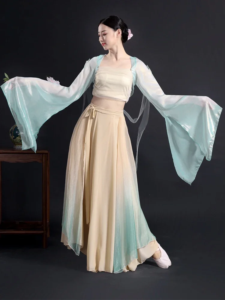 Chinese Style Folk Dance Classical Dance Costume Practice Clothes Elegant Performance Stage Dancewear National Waist Drum Suit