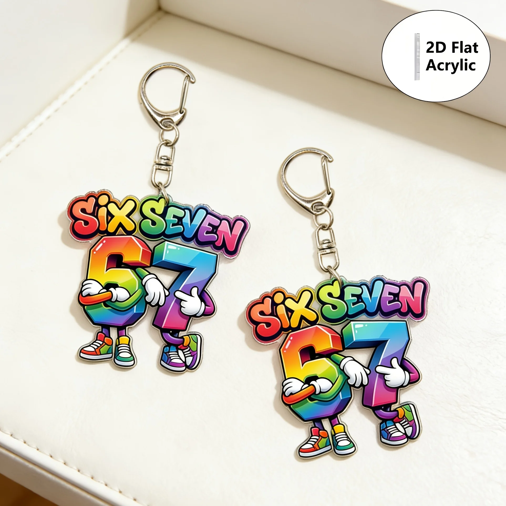 5-Pack of Acrylic Keychains with Unique 67 Designs, Suitable for Backpacks, Car Keychains, and Wallet Decorations, Great Holiday Gifts