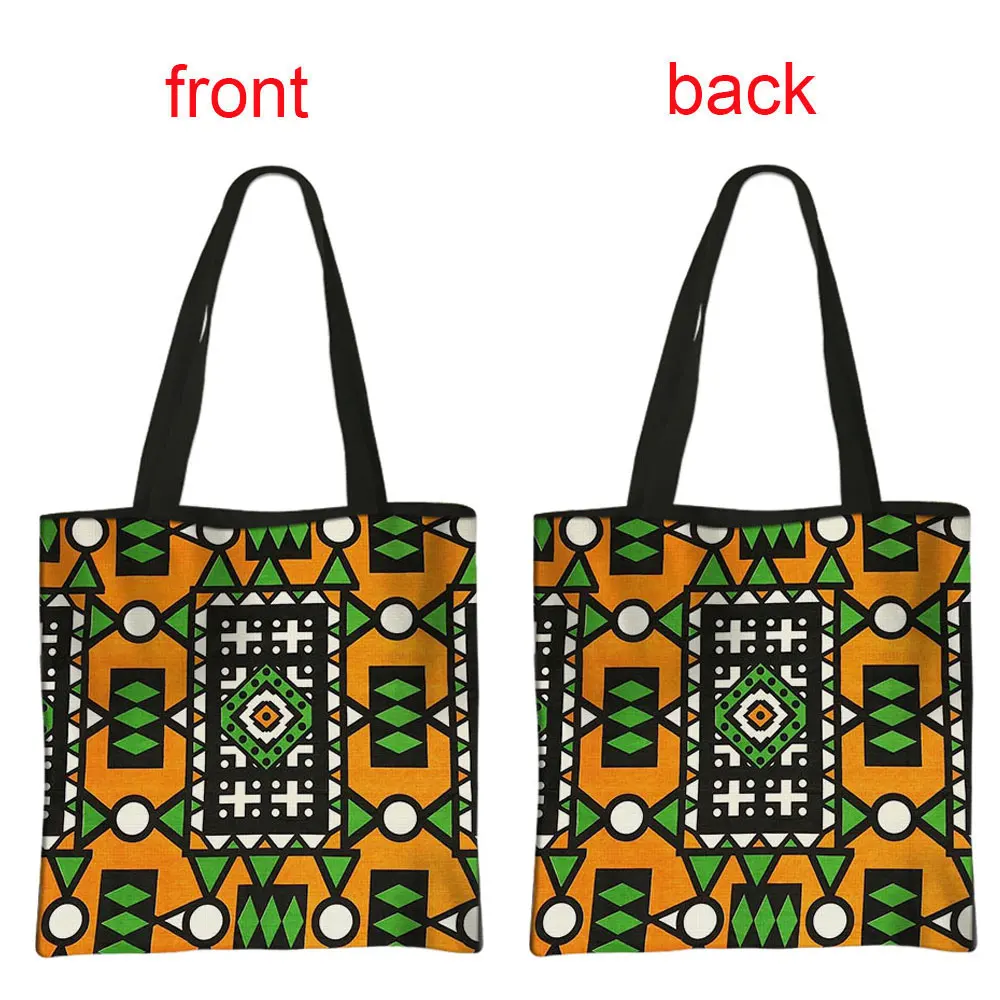 Afro Pattern Print Tote Bag Leisure Handbag Africa Black Woman Canvas Shoulder Bag for Travel Ladies Storage Shopping Bags