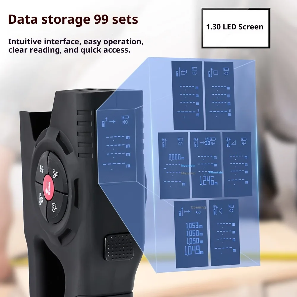 شريط قياس ليزر شاشة ديجيتال محدد المدى بالليزر ثلاثة في واحد مسطرة قياس إلكترونية ذكية قابلة لإعادة الشحن