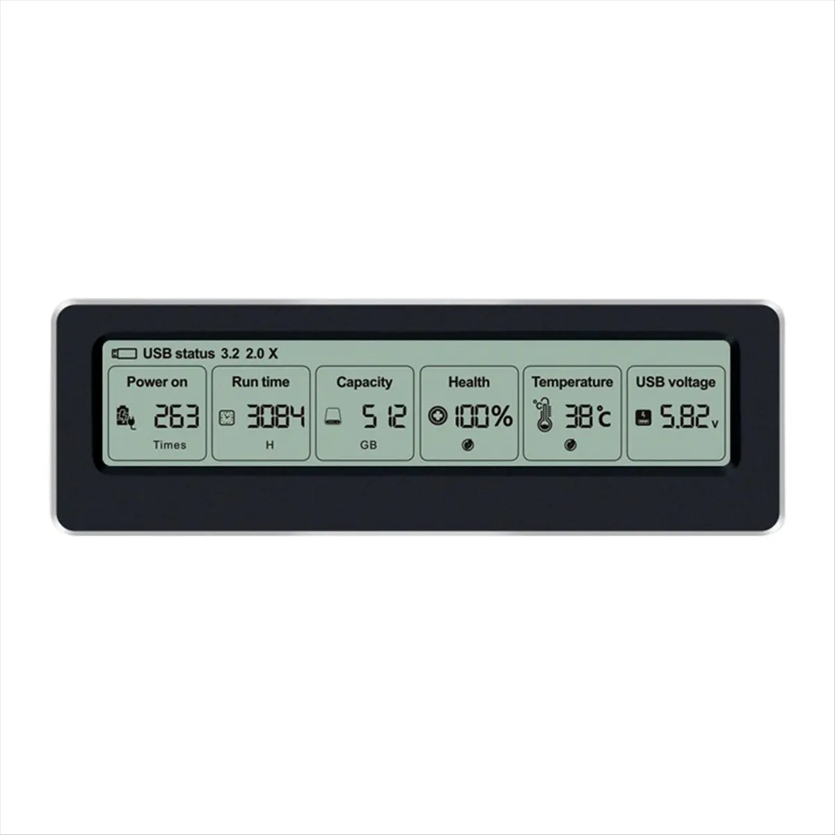 ABGN M.2 NVME/NGFF SSD Enclosure with Display Screen Intelligent Digital Health Detection USB3.2 Type C 10Gbps SSD Adapter