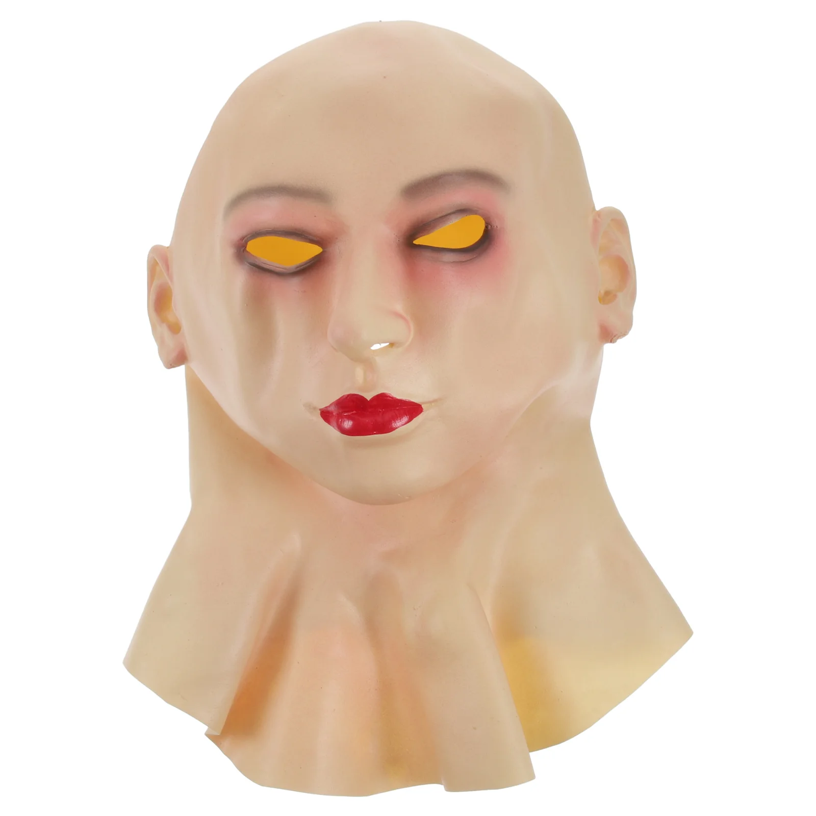 

Latex Bald Female Mask Realistic Hairless Head Cover Elastic Stretchy Tear Resistant for Halloween Cosplay Costume Party