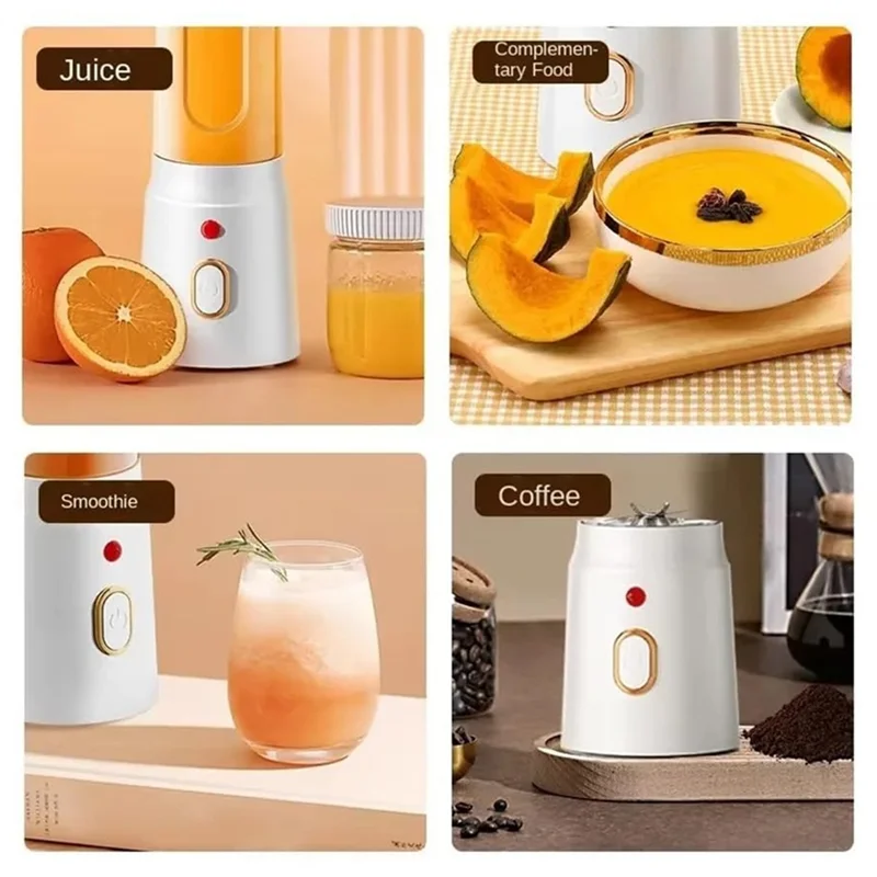 

A74G-Portable Smoothie Blender USB Rechargeable Mini Juicer Cup With, Ideal For Milkshakes And Juice