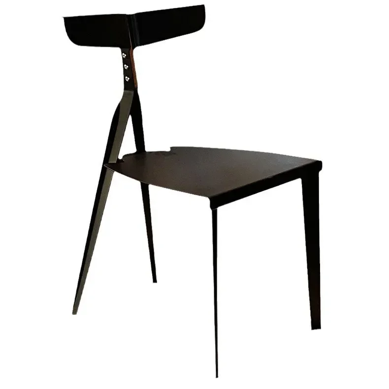 Saddle leather dining chair modern master design sense log color high-end restaurant meeting guests negotiation back chair