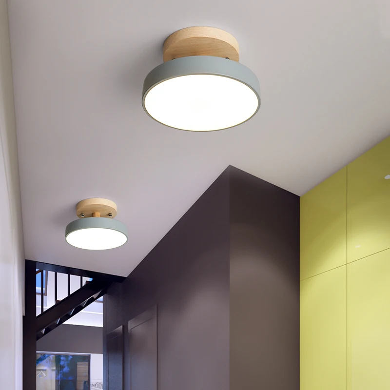 Plafonnier LED Minimaliste en Bois Massif de Style Macaron, Luminaire Décoratif d'Nik, Idéal pour un Couloir, une Chambre à Coucher, un délégations ou un Couloir