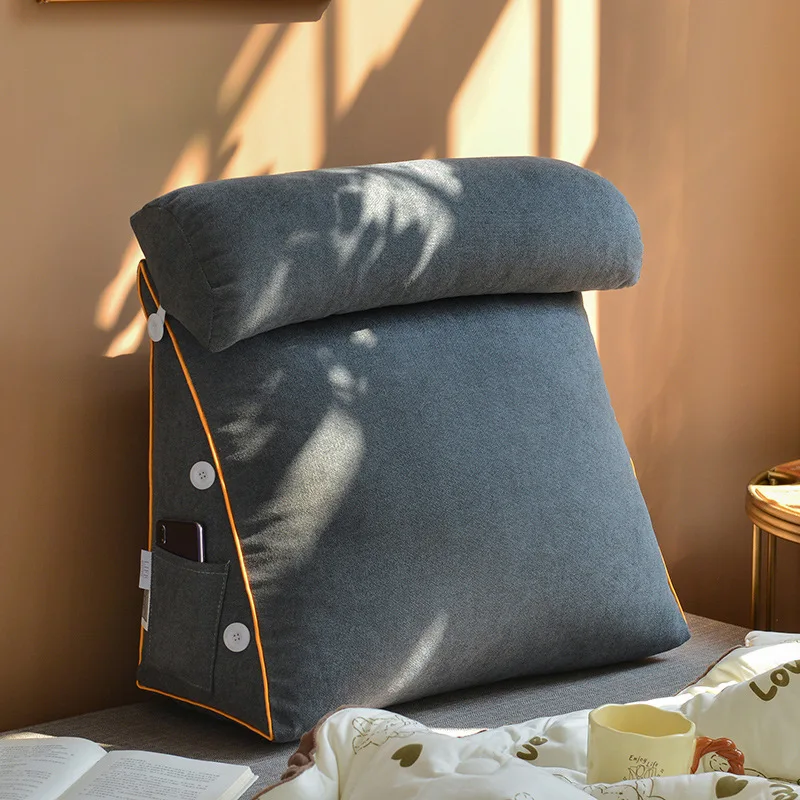 1 piece of bedside cushion bed reading pillow thickened sofa soft bag pillow neck protection waist protection backrest