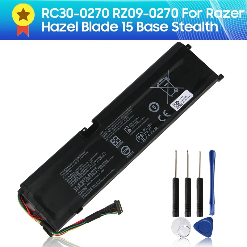 Battery Backup RZ09-0270 RC30-0270 For Razer Hazel Blade 15 Base Stealth 2019 Series Replacement Battery Capacity 4221mAh + Tool for milwaukee for dewalt to for makita 18v bl1830 bl1850 dm18m power tool accessories dm18m battery adapter converter