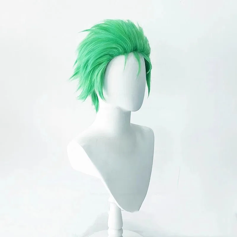 Anime Roronoa Zoro parrucca Cosplay verde breve strato resistente al calore capelli sintetici parrucche Cosplay + parrucca Cap