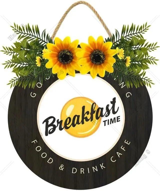 

12in Door Sign Breakfast Time Good Morning Food Drink Cafe Wooden Farmhouse Wall Art Farmhouse Door Sign Letter Door Sign