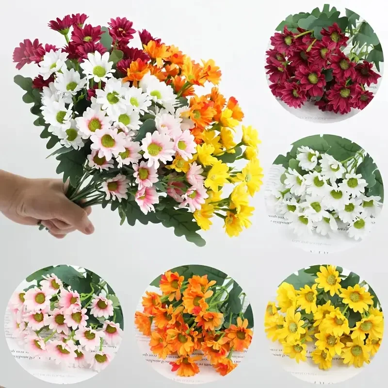 

Artificial Plant Silk Flower Outdoor Sunset Mums Flowers Hotsale Wedding Christmas DIY Decors Vase Outdoor Garden Bonsai Party