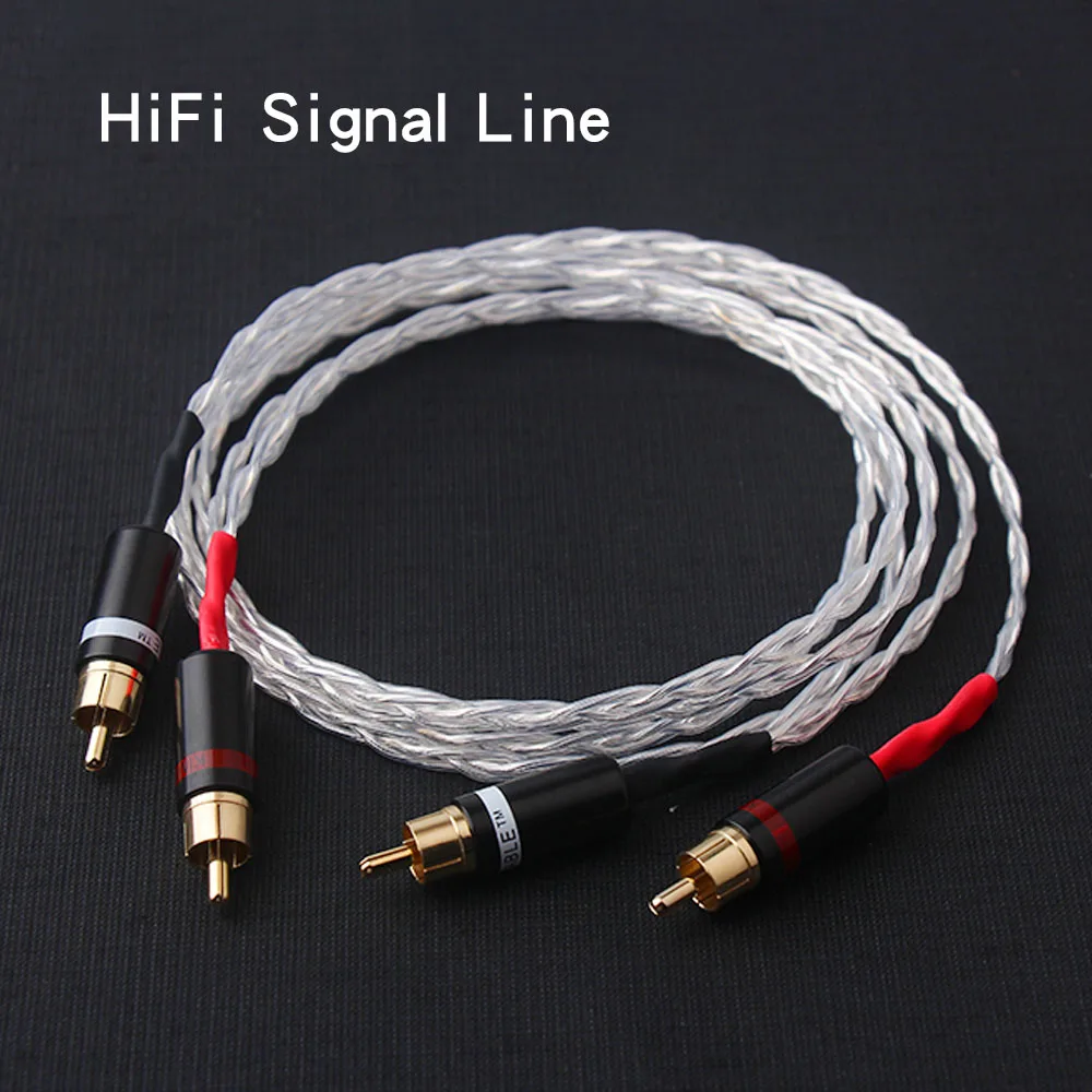 RCA cable 6N OCC silver plated HiFi audio line PTF external sound card power amplifier CD machine adapter line RCA connector
