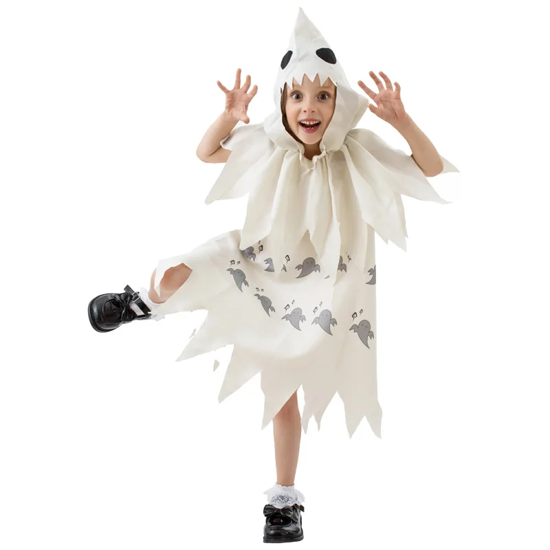 

Black White Naughty Ghost Halloween Cosplay Costume Carnival Party Headgear+Dress Kindergarten Costumes Horror Scary Clothing