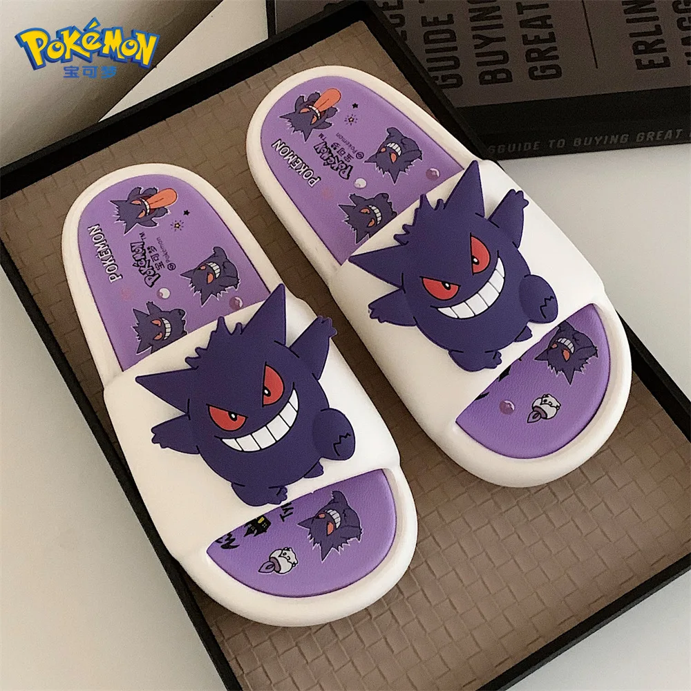 Kawaii Pokemon Anime Peripherals Gengar Cartoon Outdoor Sandals Summer Home Shoes Flip Flops Birthday Gift
