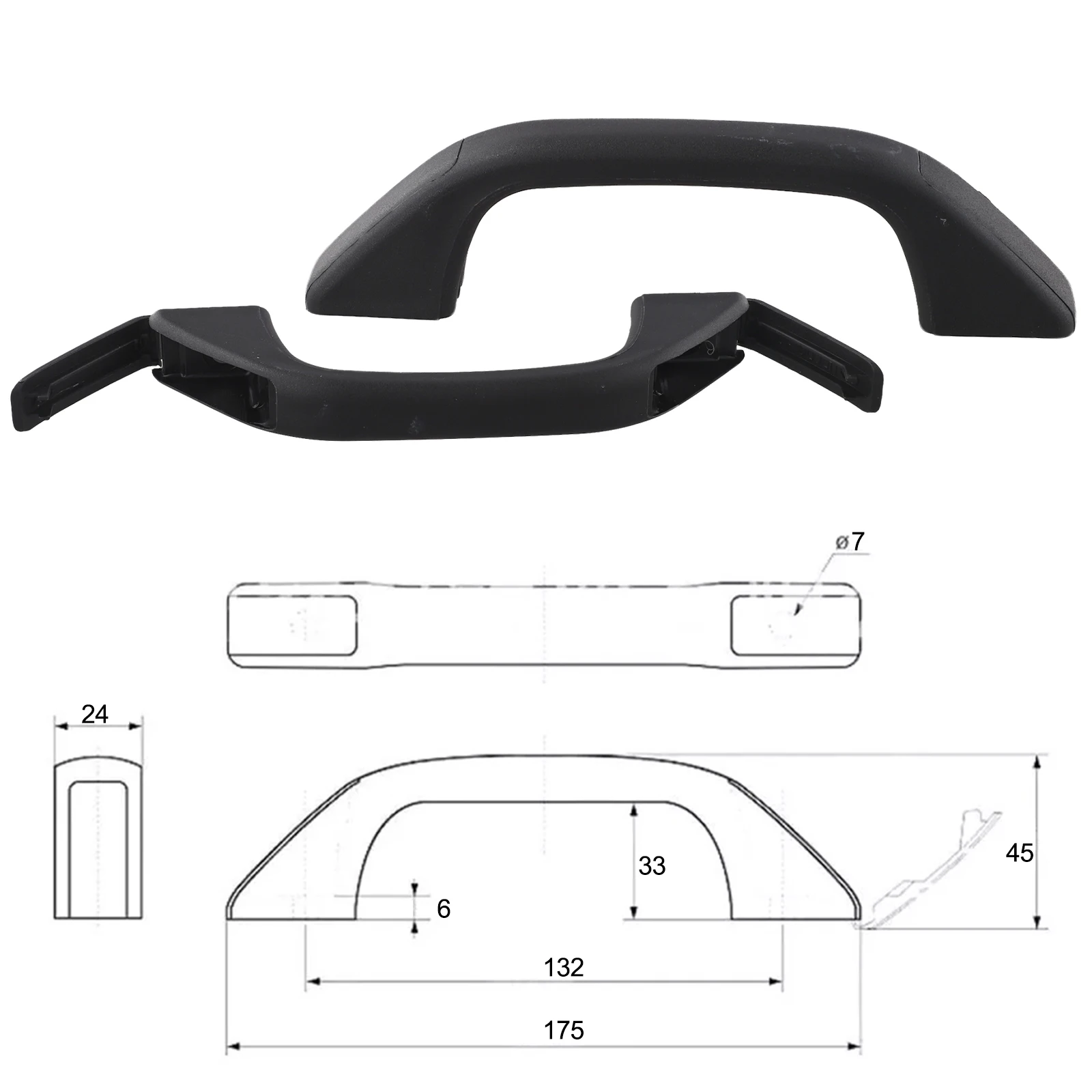

Caravan Handle Grab Pull Door Handle Home Improvement Easy Installation Handle Sturdy ABS Construction 175mm X 24mm
