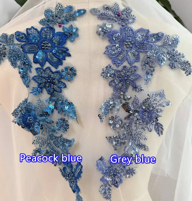 1Pair.13 Color Embroidered Lace  Multi Colored Beadeds. DIY Sewing Clothing Decoration Children's Clothing Accessories Applique