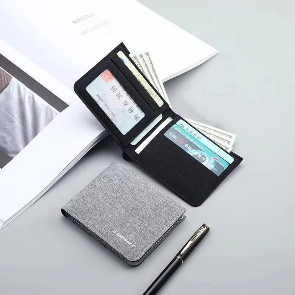 New Canvas Men's Wallet Coin Purse Durable Card Holder Money Bag Solid Color Clutch Bag