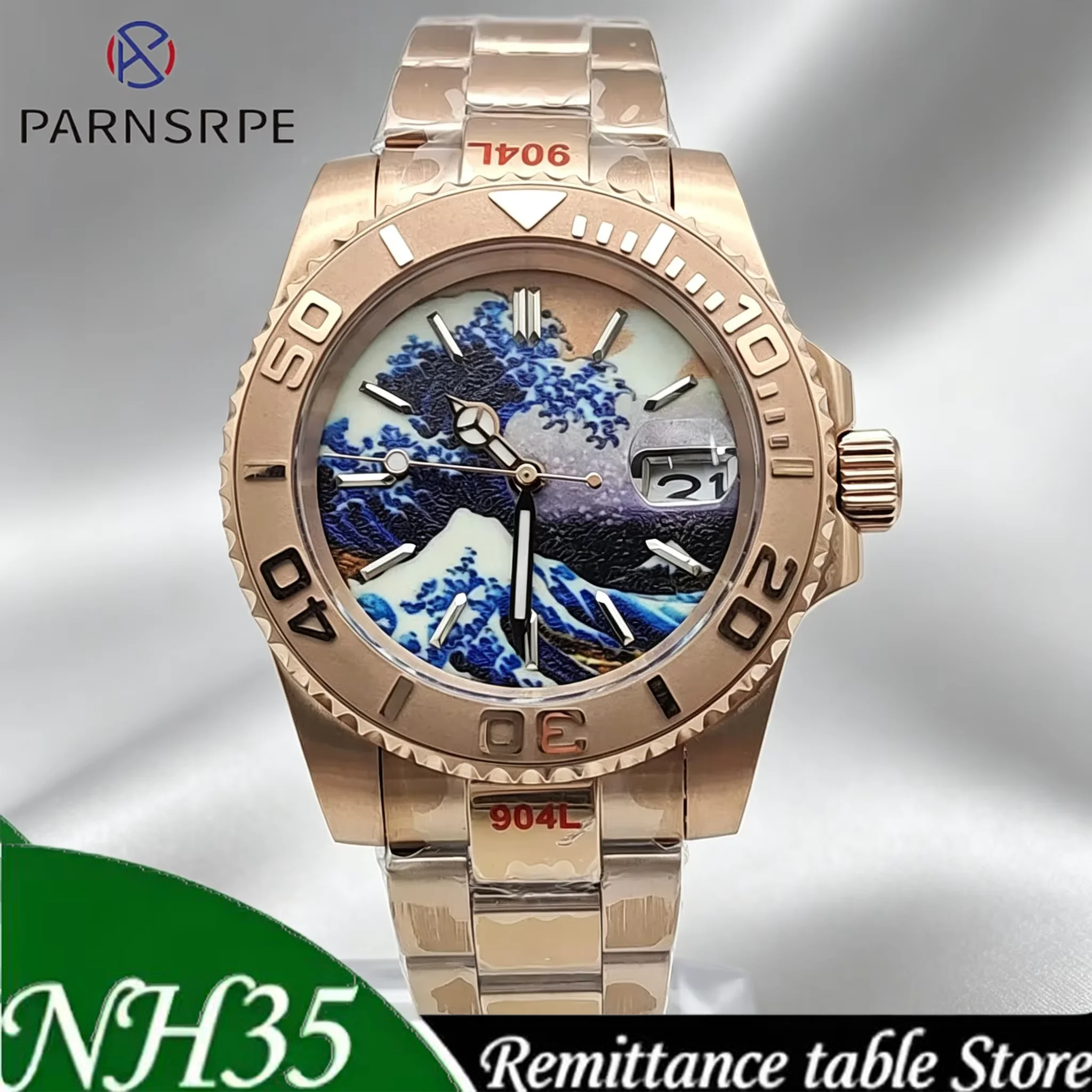 

Men's Rose Gold Luxury Fashion Watch Full Luminous Night Dial Sapphire Glass Watch Waterproof Crown Men's Watch