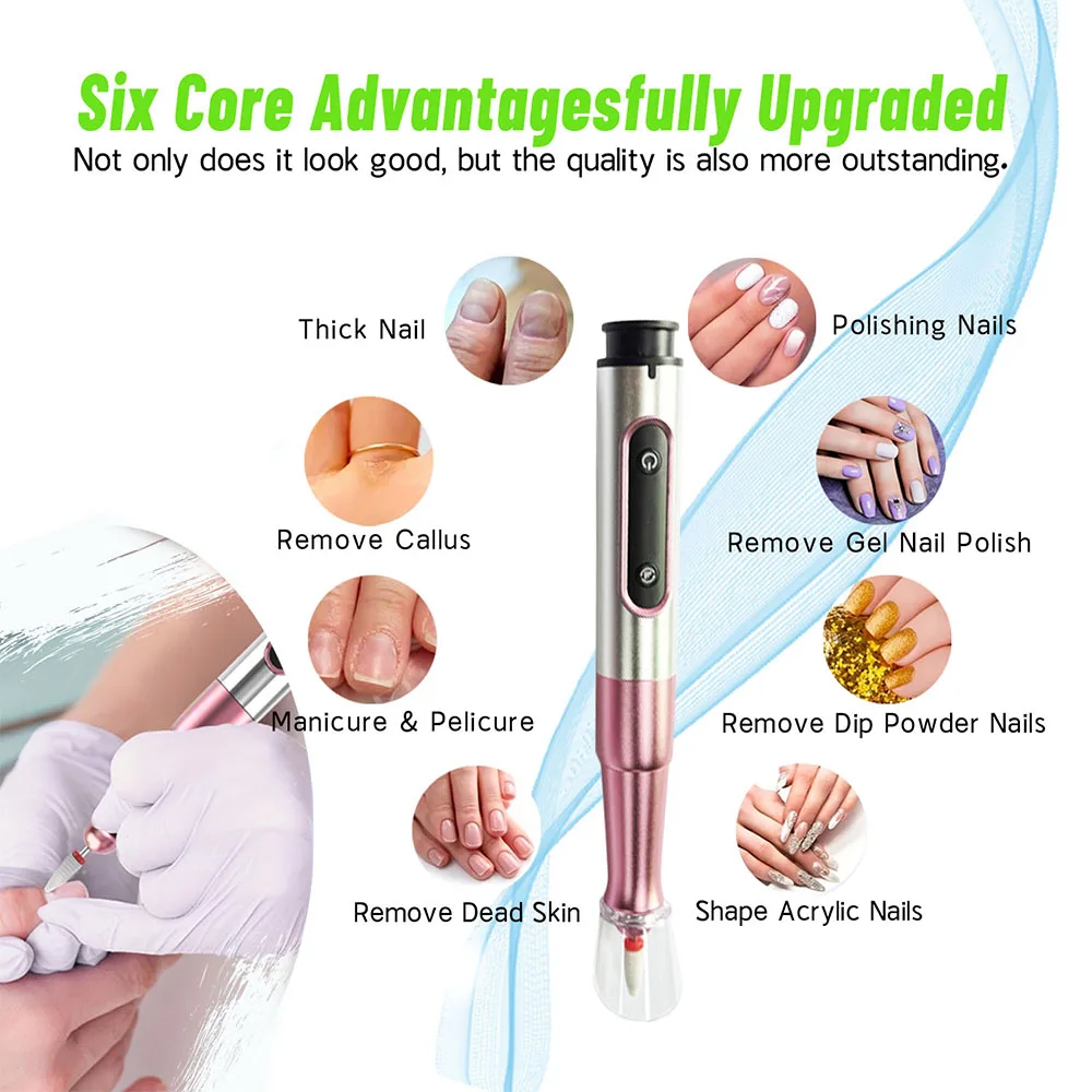 Portable Electric Cordless Nail Drill , with LCD Low Noise , High Speed , Professional Nail Polishers Nail Accessories Set 。