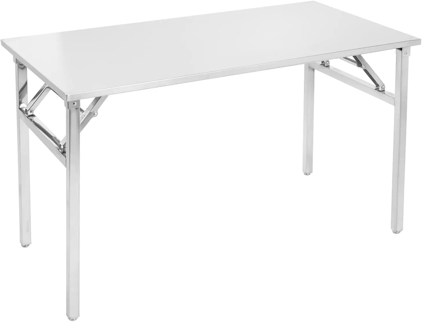 Small Stainless Steel Folding Table, Portable Camp Picnic Party Dining Table No Assembly Sturdy Small Folding Desk (48