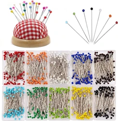 Alfileres de costura de cabeza Multicolor, alfileres de cabeza de bola de vidrio de 38MM para manualidades, costura artesanal, decoración de joyería, 100 unids/lote por caja