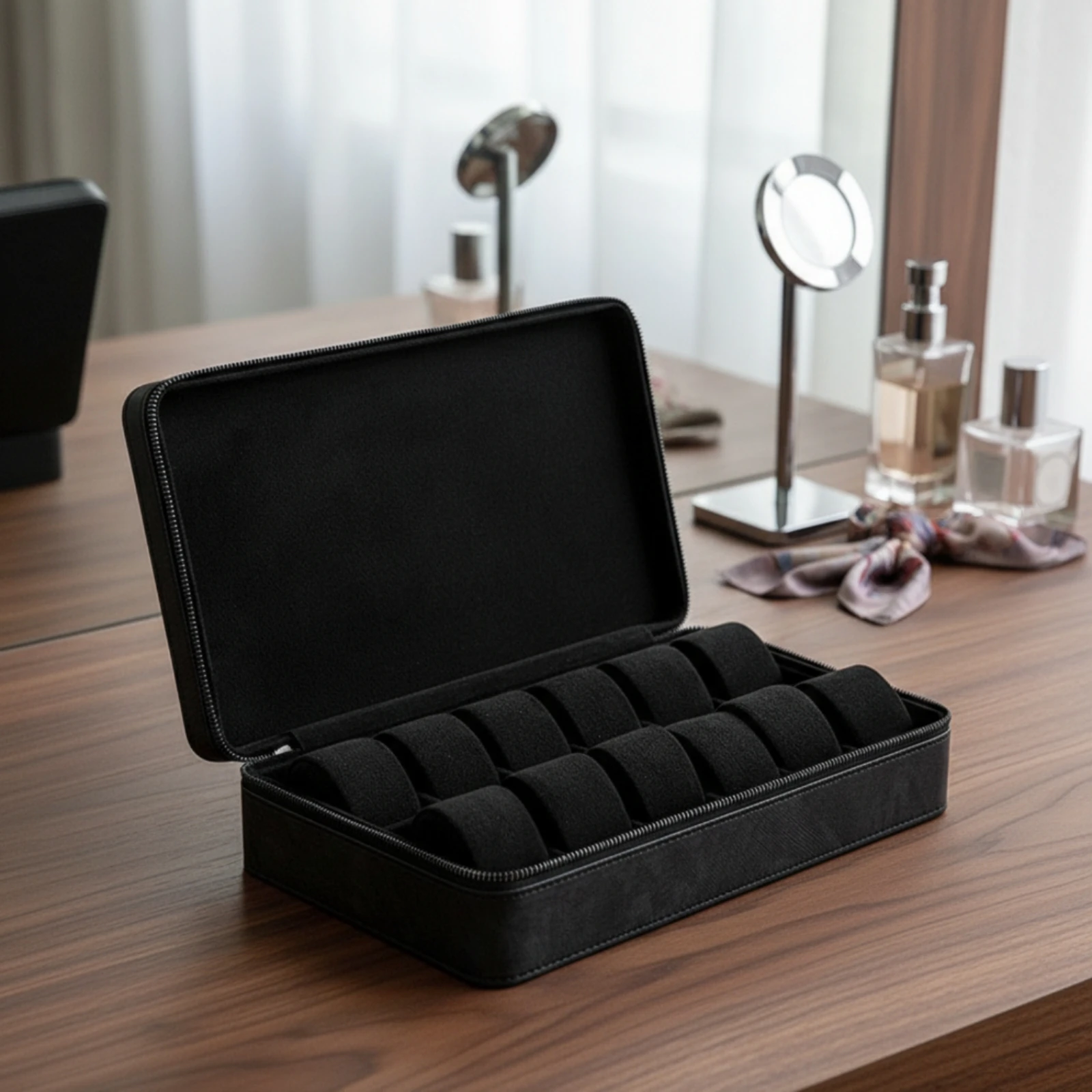 Watch Storage Case Shockproof Zippered Watch Case Compact Safeguarding for Travelers, Dresser, Drawer