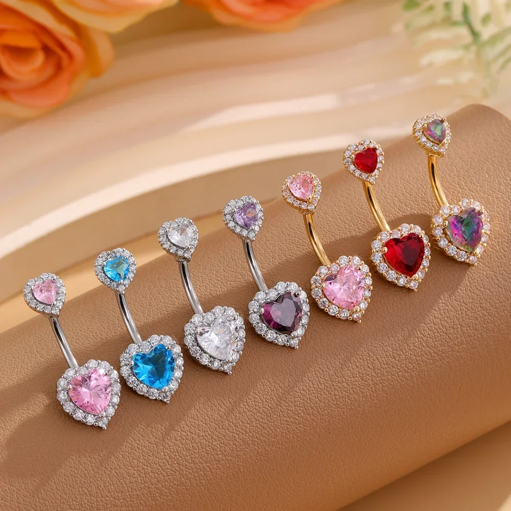 Mixed-Style Crystal CZs Belly Button Piercing Set 3pcs/lot Heart Flower Cake Curved Navel Piercing Ombligo Pack Belly Jewelry