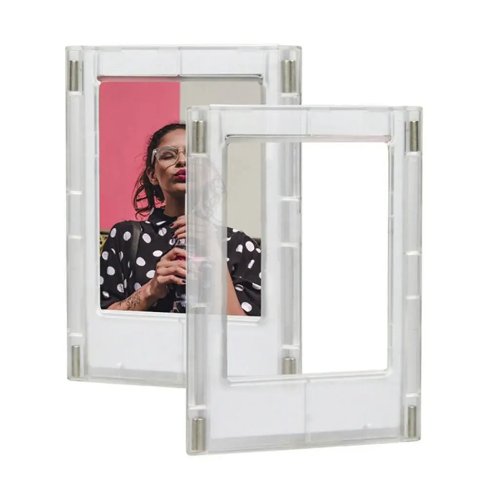 Portable Mini Photo Frame Acrylic Magnet Design Magnetic Picture Frames Transparent Acrylic Card Display Stand Photo Memories