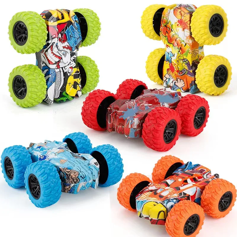 Graffi Rotation Car Mini Stunt Toy Double-Sided 3D Flip Control Toy Car Fall Resistance Shatter-Proof Model for Children Gift