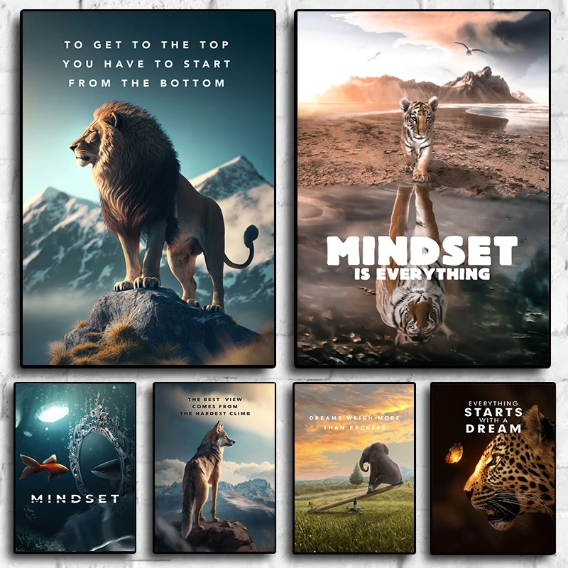 

Lion Motivational Wall Art Canvas Painting Inspirational Quotes Animal Posters and Prints for Modern Office Home Decor Cuadros