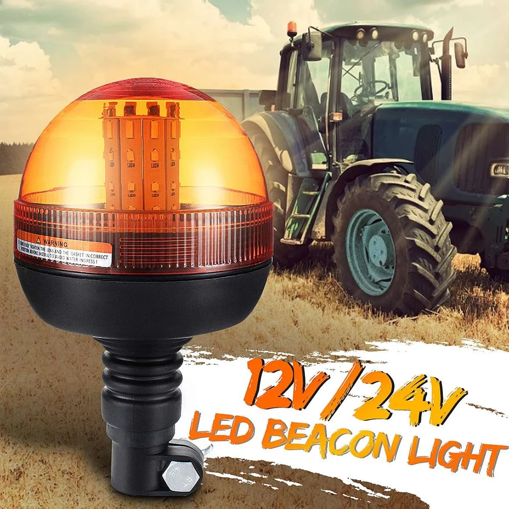 12V 24V LED Car Truck Strobe Light Warning Light Signal Lamp Rotating Flashing Emergency Amber Beacon for Tractor Trailer Boat