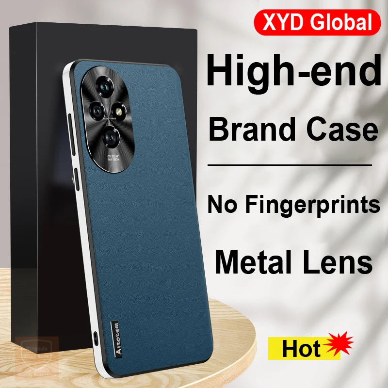 High end For Honor 200 Pro Case Matte Leather Brand Phone Back Case For Honor 200 Pro Cover Luxury Airbag Shell Bumper Skin Bag