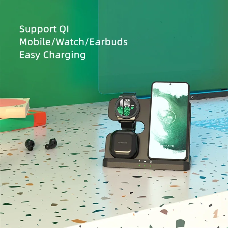 3 in 1 Charger for Samsung Galaxy Watch,Buds,Phones,Wireless Charging Station for Watch 8 Ultra Classic Galaxy S26 Z Flip Fold 7 view 5