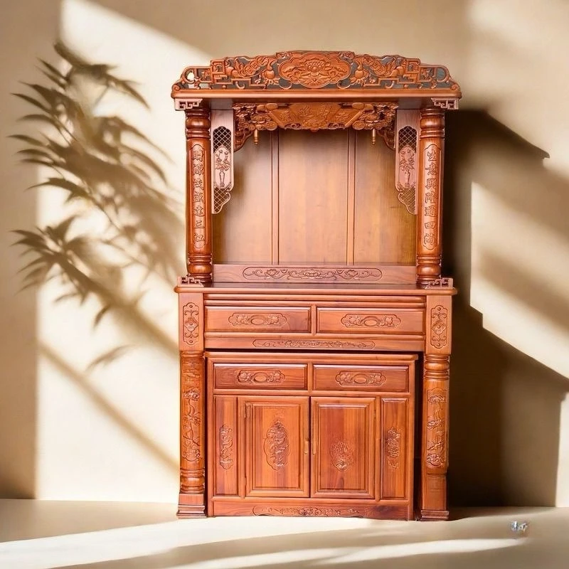 Chinese-style complete Buddhist hall cabinet, solid wood god cabinet, Buddhist , Buddhist niche , family