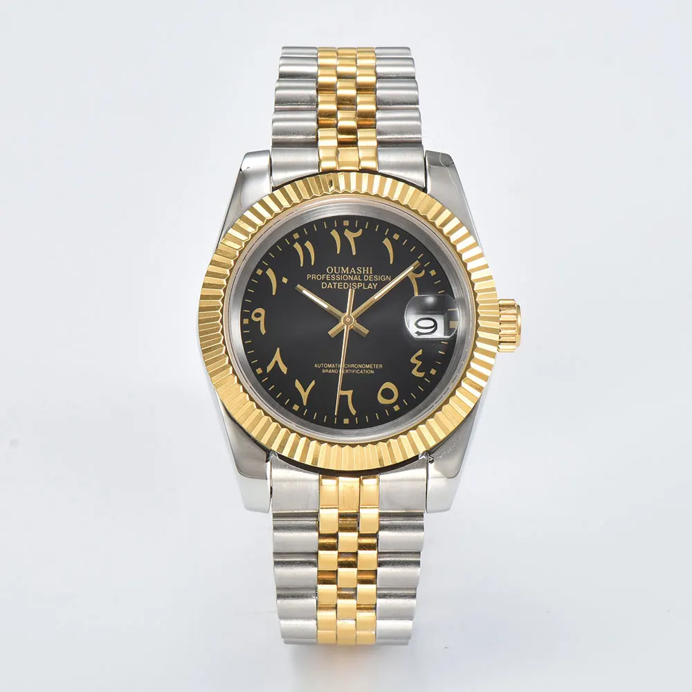 36 มม./39 มม.หรูหราที่กําหนดเองนาฬิกาผู้ชาย NH35 การเคลื่อนไหวอาหรับ dial NH35 นาฬิกา Sapphire Glass สายสแตนเลสนาฬิกาผู้ชาย