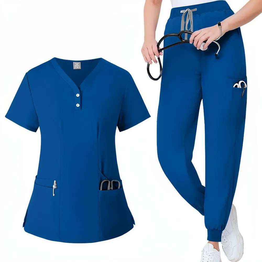 Lightweight Stretch Scrub Suit Professional Medical Nursing Uniform Set Breathable Hospital Clinic Staff Clothing