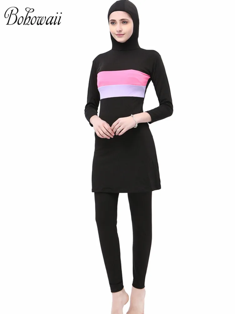 BOHOWAII Burkini para mujer, traje de baño musulmán de talla grande, Borkini, gorro de Hijab, modesto