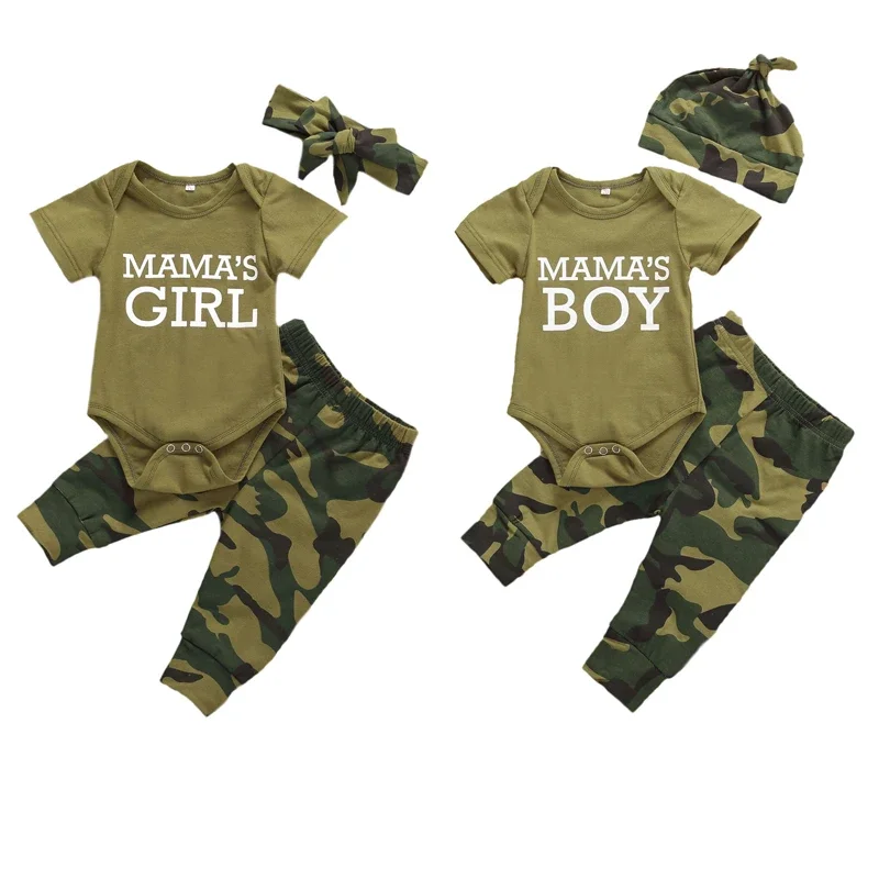 Newborn Baby Mommy Sayings Camo Outfit Set