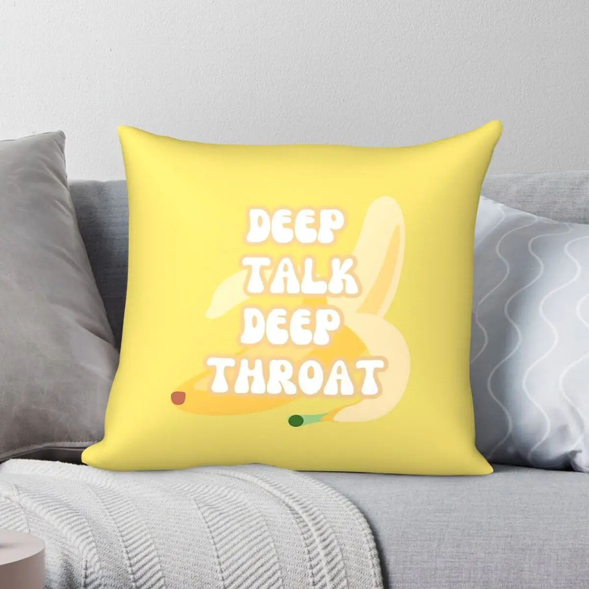 Deep Talk Deep Throat Banana Square Pillowcase Polyester Linen Velvet Printed Decorative Throw Pillow Sofa Seater Cushion Case