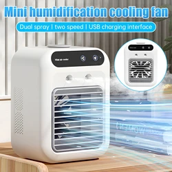 Mini Desktop Air Conditioner Portable Water Cooling Fan Dual Spray 2 Speeds Rechargeable Mobile Air Cooler for Home Office Car