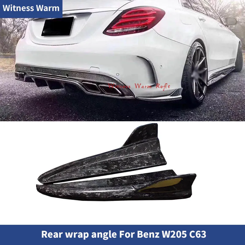 Forged Carbon Fiber Rear Bumper Lip Splitters Aprons Flaps for Benz c Class W205 C205 C63 2014 - 2019 Forging Car Wrap Angle