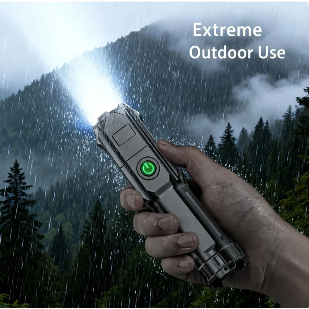 Mini Ultra Powerful LED Flashlight Purple Light High Power Rechargeable Torch Strong Illumination Portable Charging Flashlight