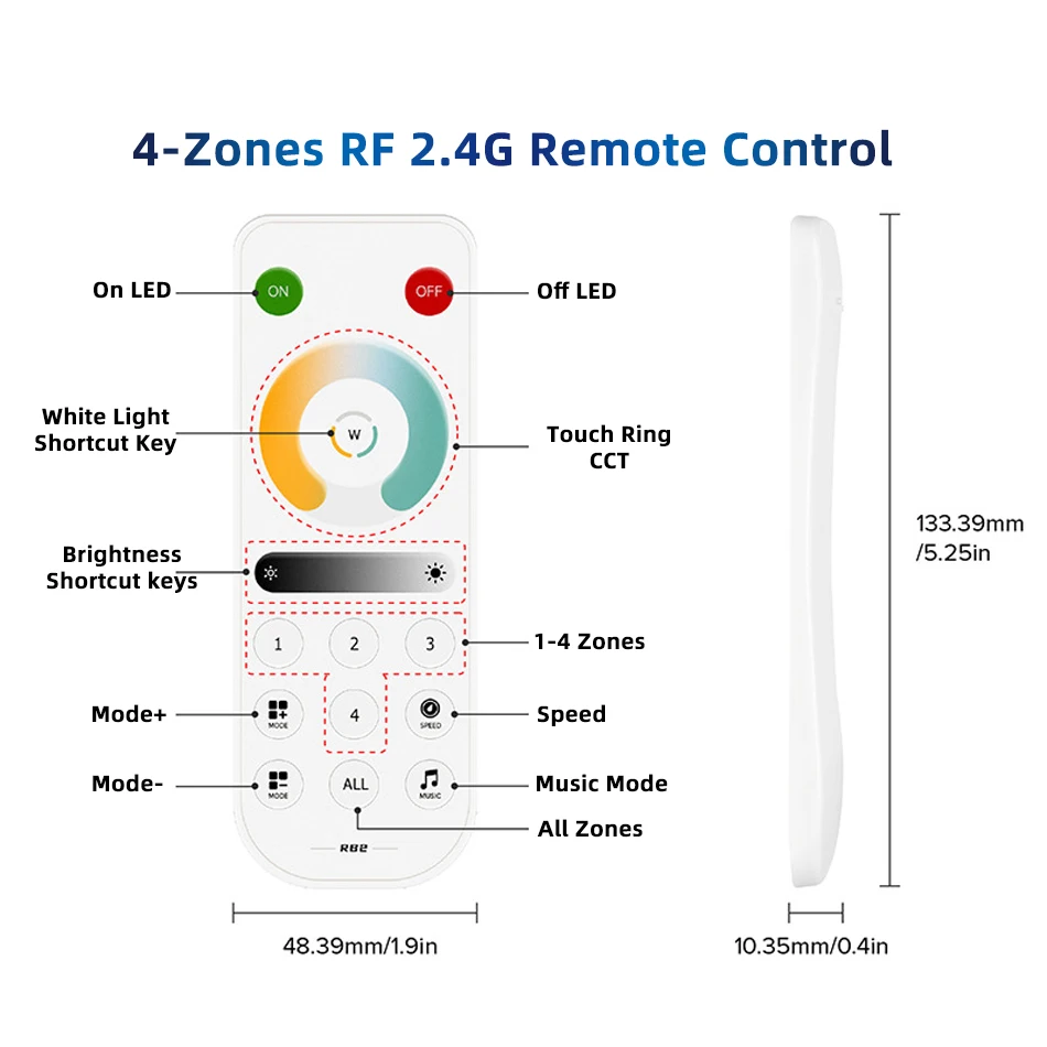 Smart SP637E SPI LED Controller DC 5V 12V 24V 600ICs indirizzabile Pixel Bluetooth Music Dimmer 2.4G RF pannello remoto Touch a 4 Zone