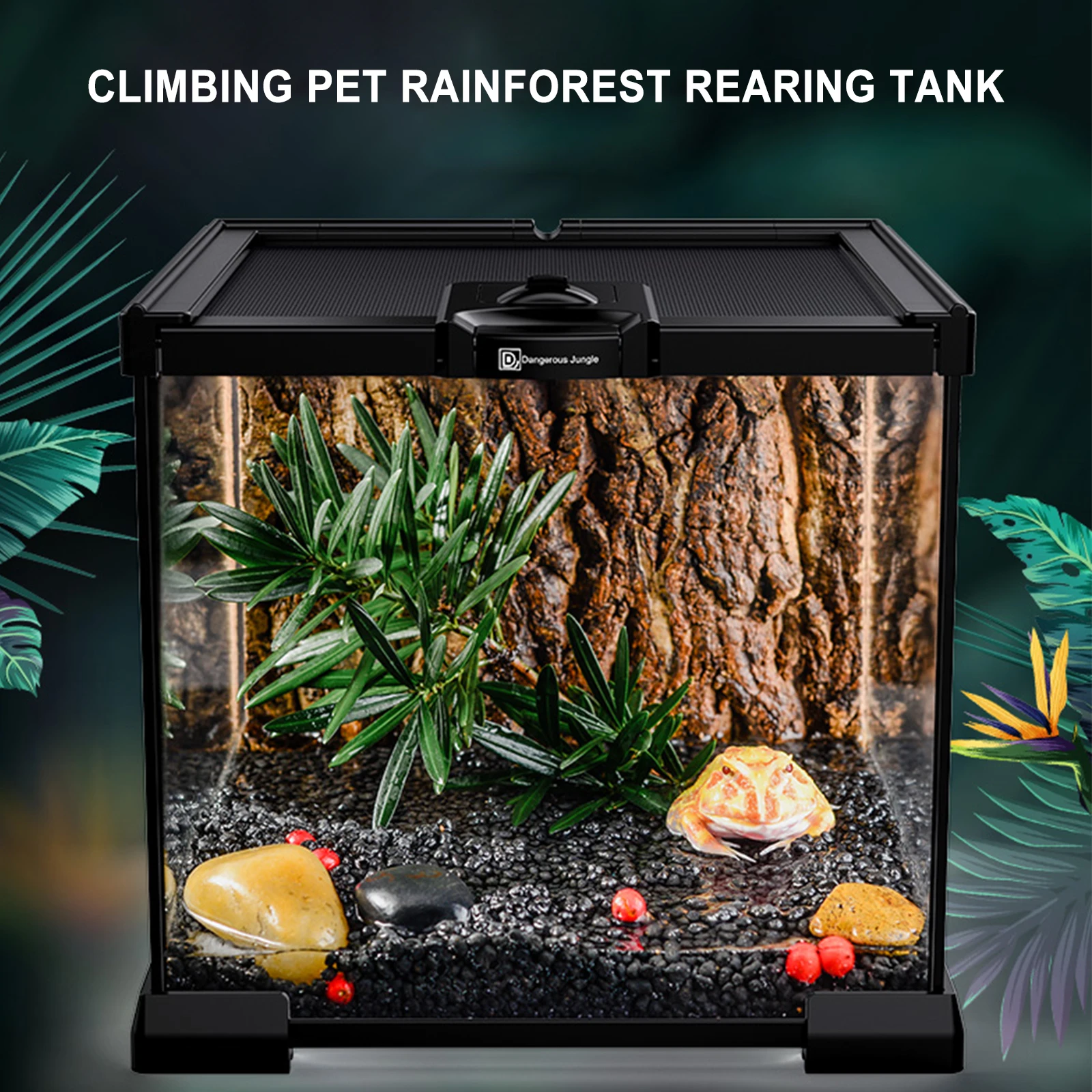 Reptile Glass Breeding Box Clear Full View Amphibian Breeding Box Mini Reptile Enclosure Cage