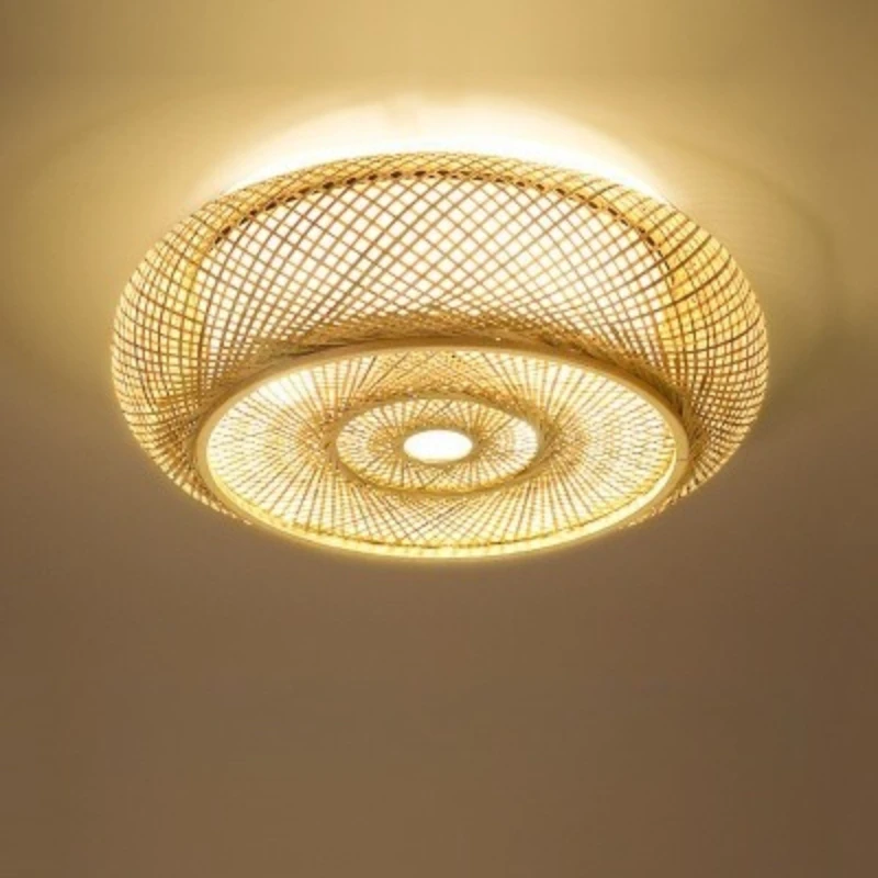 Bamboo Woven Lantern Ceiling Light for Living Room Bedroom Southeast Asian Private Dining Room Tea House Creative Art Lighting