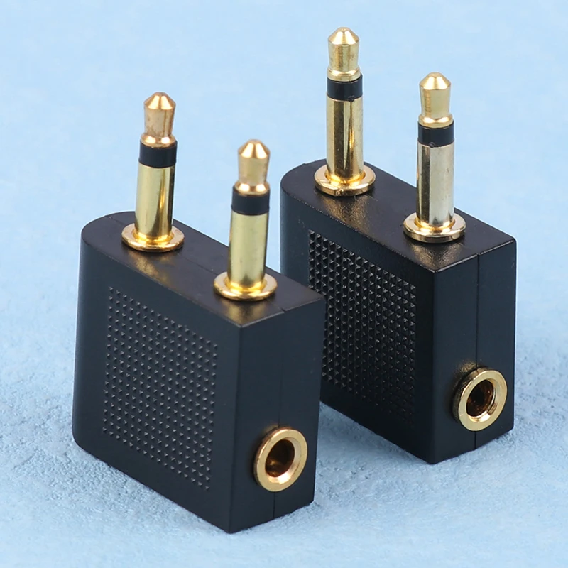 2PCS Portable Aviation Headset Conversion Plug Adapters For Earphones Plane Seat Headphones Socket 3.5mm Jack Convert