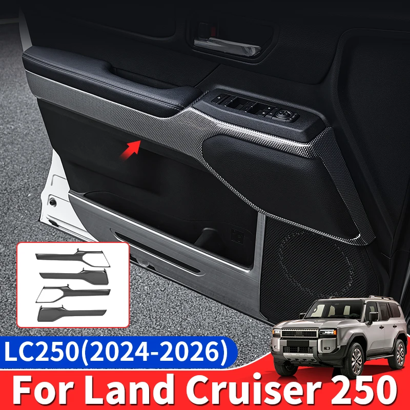 

For Toyota Land Cruiser Prado 250 2024 2025Inner Door Decoration Trim Strip, ABS Plastic Door Panel Cover Interior Accessories